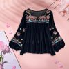 Women's Mexican Embroidered Tops Pullover Bohemian for Street Work Daily Wear/1149