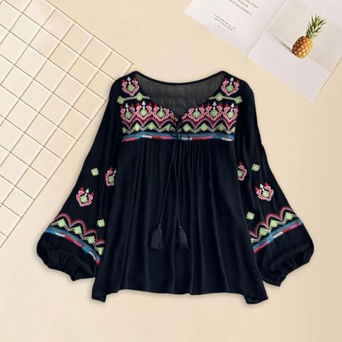 Women's Mexican Embroidered Tops Pullover Bohemian for Street Work Daily Wear/1149