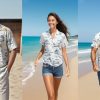 Gulf of Mexico Button Hawaiian Shirts for Men Loose Short Sleeve Summer Beach Resort Casual Shirt Gift for Mexican Lovers