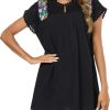 Mexican Shirts for Women Embroidered Tops Peasant Blouse Lace Tops White Short Sleeve Summer Floral V Neck T Shirt