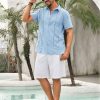 Mens Cuban Guayabera Shirts Short Sleeve Button Down Linen Shirt Mexican Casual Beach Summer Tops