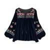 Women's Mexican Embroidered Tops Pullover Bohemian for Street Work Daily Wear/1149
