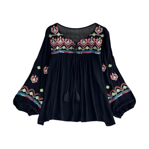 Women's Mexican Embroidered Tops Pullover Bohemian for Street Work Daily Wear/1149