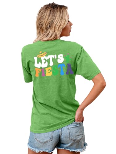 Cinco De Mayo T Shirt for Women: Let's Fiesta Shirts Funny Mexican Party Tee Sombrero 5 De Mayo Graphic Tops