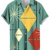 Men's Retro Bowling Shirts 50s Rockabilly Style Button Down Shirts Vintage Style Camp Shirt