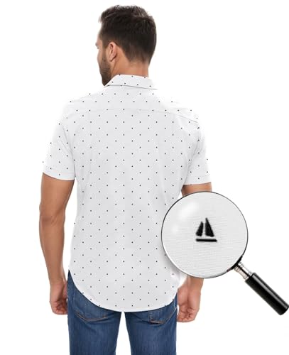 Men Classic Slim Fit Woven Short Sleeve Wrinkle Resistant Print Shirt