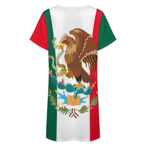 Mexican Flag Nightgowns for Women Sleepwear Short Sleeve Sleep Dress Nightshirt