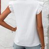 Women's Floral Embroidered V Neck Ruffle Cap Sleeve Peplum Blouse Top