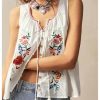 Women's Floral Embroidered Tops Y2K Sleeveless Scoop Neck Button Down Tank Top