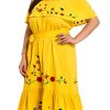 851 - Plus Size Embroidered Off Shoulder Mexican Hawaii Floral Summer Sun Dress
