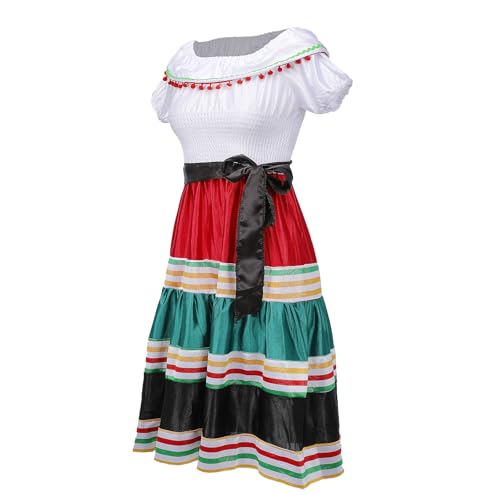 Traditional Mexican Dress for Girls Folklorico Dance Dress Cinco De Mayo Girls Party Costume Mexican Fiesta Dress Kit