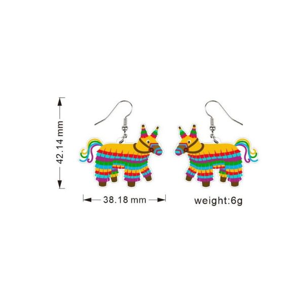 9 Pairs Cinco De Mayo Earrings for Women Mexican Fiesta Earrings Set Funny Pepper Racket Rainbow Horse Hat Cactus Guitar Chili