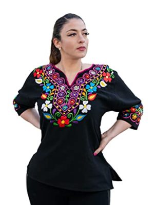 Traditional Mexican Shirt for Women Made in Mexico - Embroidered Mexican Peasant Blouse - Cinco de Mayo Clothes for Women