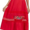 Women's Mexican Dress Floral Embroidered Casual Lace Ruffle Maxi Dress