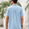 Mens Cuban Guayabera Shirts Short Sleeve Button Down Linen Shirt Mexican Casual Beach Summer Tops
