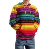 Mexican Serape Colorful Stripes Hoodie Sweatshirt Pullover Hooded Outfits Tops for Men Women