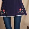 Mexican Shirts Peasant Blouses Cotton Embroidered 3/4 Sleeve Bohemian Tops Boho Clothes for Women Summer Fiesta