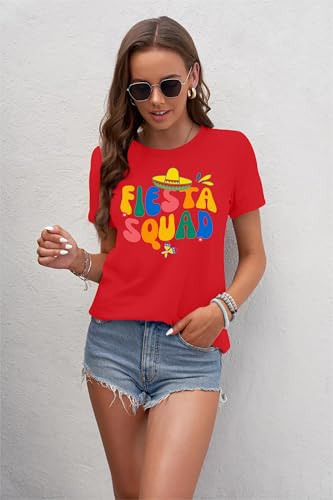 Cinco De Mayo Shirt Women: Let's Fiesta Shirt Mexican Party T-Shirt Graphic Tee Funny Letter Print Tops