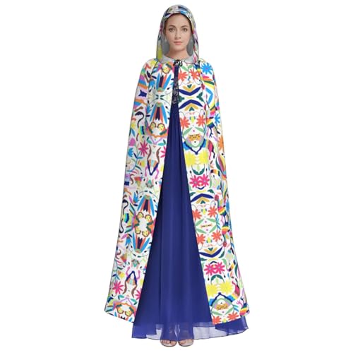 Mexican Otomi Animals Print Variety Hooded Cloak For Halloween Carnival Cosplay And Themed Parties Cloak