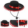 Mexican Sombrero Hat For Adult, Large Festival Sombrero Hats, Wide Brim Cosplay Costume With Pom-Poms, Mexican Party Dress Up