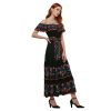 Womens Mexican Fiesta Dress Cinco De Mayo Spanish Cuban Dress with Belt