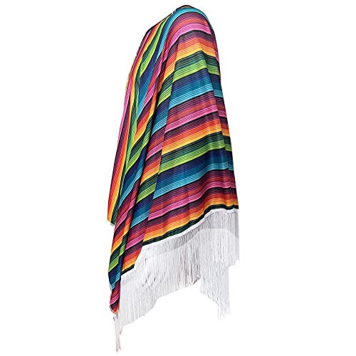 Cinco de Mayo Fiesta Serape Poncho Costume Mexican Fiesta Event Adult Costume Accessory Traditional Ponchos Cape