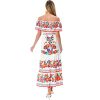 Mexican Dress for Women Off Shoulder Floral Print Maxi Dress Summer Party Casual Sundress Dresses