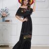 Mexican Dress for Women Traditional Off Shoulder Embroidered Present Casual Lace Long Maxi Dress Cinco de Mayo Outfit