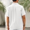 Mens Cuban Guayabera Shirts Button Down Short Sleeve Shirt Casual Linen Summer Beach Vacation Hippie Tops