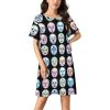 Lucha Libre Mexican Wrestling Masks Nightgowns for Women Sleepwear Short Sleeve Sleep Dress Nightshirt
