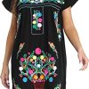Women Embroidered Lace Short Sleeve Dress Peasant Maxi Boho Dress
