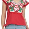 Women's Mexican Peasant Blouse Cotton Tops White Shirt