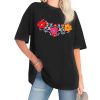 Women's Mexican Shirts Embroidered Oversized T Shirt Boho Floral Tee Vintage Flowers Graphic Tee Tops