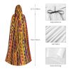 Mexican Folk Art Boho Print Adult Halloween Hooded Cloak, Hood & Bow Tie, For Cosplay/Trick-Or-Treat