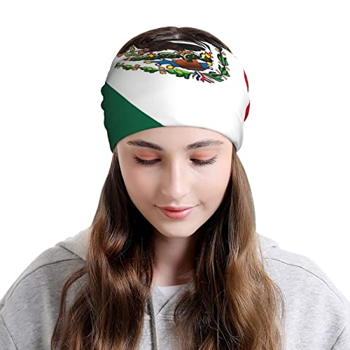 Mexico Flag Multifunction Beanie Hats for Men Women Mexican Soft Stretch Skull Cap Fashion Scarf for Jogging Cycling