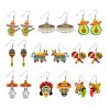 9 Pairs Cinco De Mayo Earrings for Women Mexican Fiesta Earrings Set Funny Pepper Racket Rainbow Horse Hat Cactus Guitar Chili