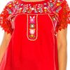 Women Traditional Puebla Mexican Embroidered Blouse