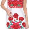 Women Mexican Embroidered Dress Ruffle Collar Sleeveless