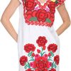 Women Mexican Embroidered Dress Ruffle Collar Sleeveless