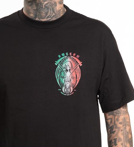 Sullen Men's De La Muerte Mex Tattoo Lifestyle Graphic Standard Day of The Dead Capsule Short Sleeve Tee Black