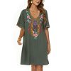 Women's Embroidered Mexican Peasant Dresses, Plus Size Fiesta Boho Dress for Women, Traditional Floral Bohemian Tunic