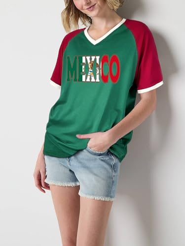 Brazil Shirt for Women Soccer Jersey Short Sleeve Shirts Brazil Jersey Contrast Binding V Neck Plus Tee Tops