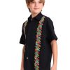 Mexican Guayabera Shirts for Boys Kid Cinco De Mayo Fiesta Traditional Embroidered Collared Short Sleeve