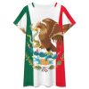 Mexican Flag Nightgowns for Women Sleepwear Short Sleeve Sleep Dress Nightshirt