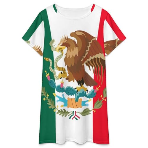 Mexican Flag Nightgowns for Women Sleepwear Short Sleeve Sleep Dress Nightshirt