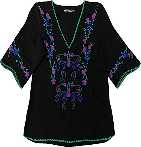 Women's Summer Peasant Blouses Boho Embroidery Mexican Bohemian Tops Shirt Tunic Blouses