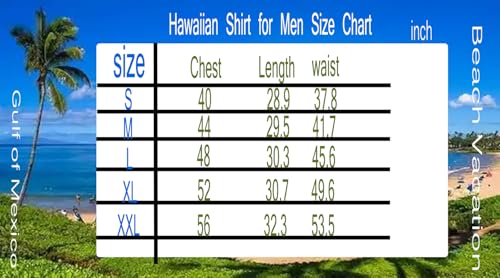 Gulf of Mexico Button Hawaiian Shirts for Men Loose Short Sleeve Summer Beach Resort Casual Shirt Gift for Mexican Lovers