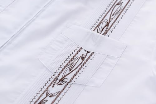 Men's Short Sleeve Guayabera Shirts for Men Cuban Zipper Casual Cotton Beach Tops with Pockets