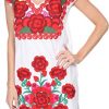 Women Mexican Embroidered Dress Ruffle Collar Sleeveless
