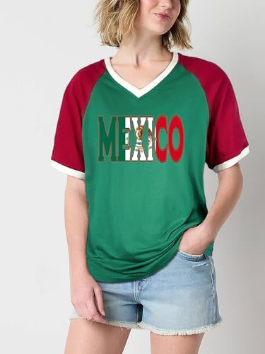 Brazil Shirt for Women Soccer Jersey Short Sleeve Shirts Brazil Jersey Contrast Binding V Neck Plus Tee Tops